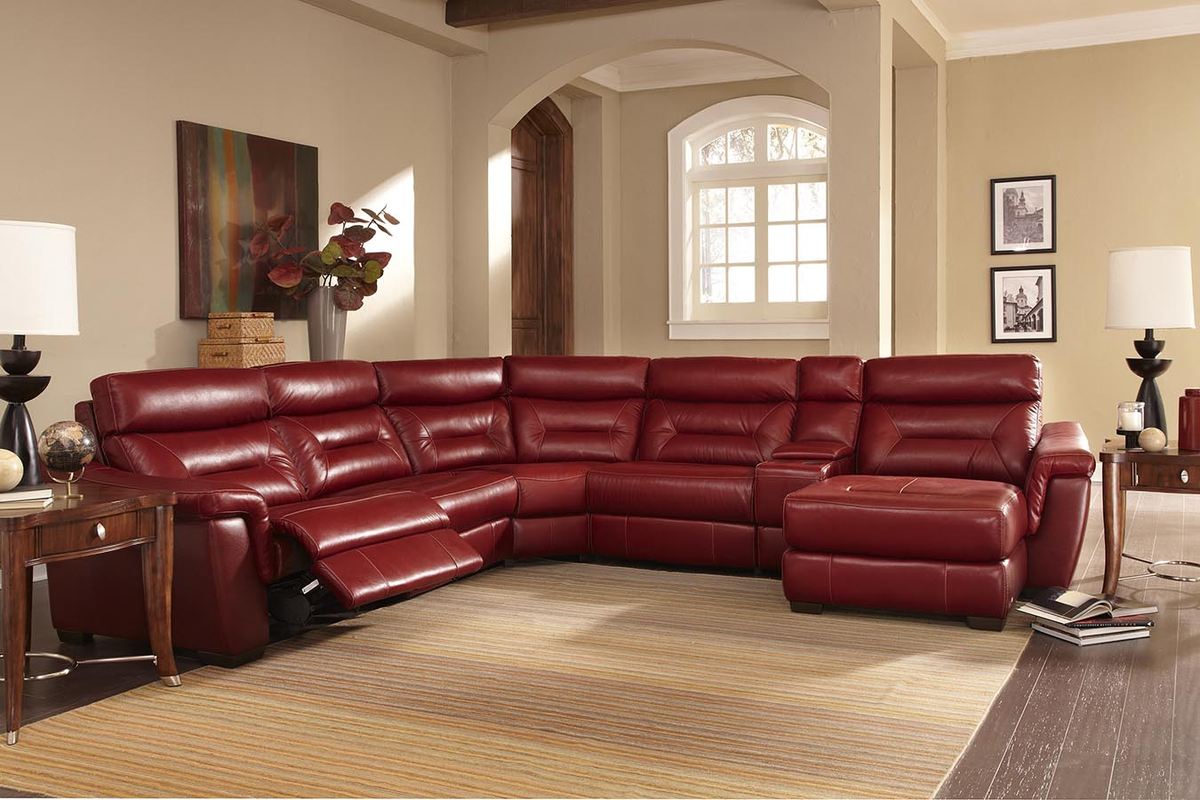 HTL 9578 6 pc Sectional with Recliner and Chaise One Ten Home Furnishings