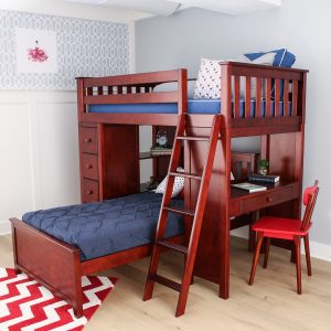 Cherry Loft Storage Study Twin