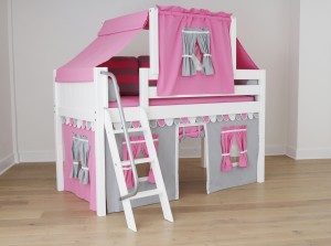 Low Loft Pink Grey Top Tent Under Bed Curtain