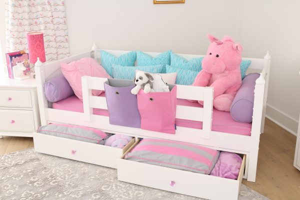 White Day Bed Dresser Nightstand Open Drawers