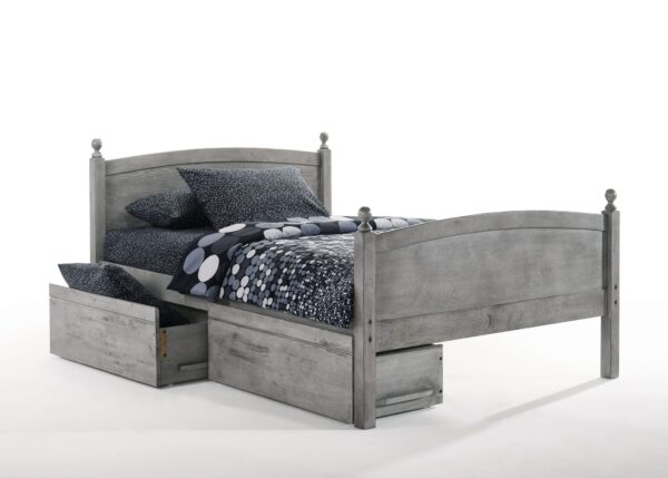 Licorice Bed Full Drawers, Rustic Gray - Night & Day Zest Collection