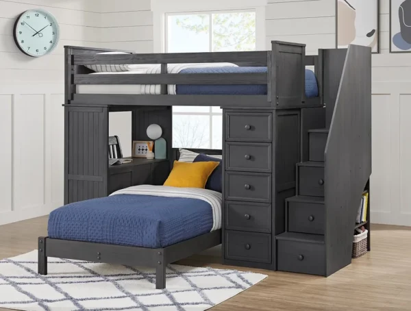 Twin Loft Bed with Stairs by Baby Direct