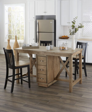 WC-18A Island Table w/ Stools in Blonde & Caviar by John Thomas Select